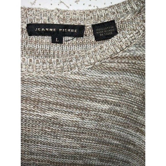 Jeanne Pierre Cable Knit Sweater Women's Large Crew Neck 100% Cotton Gray. - Picture 7 of 8